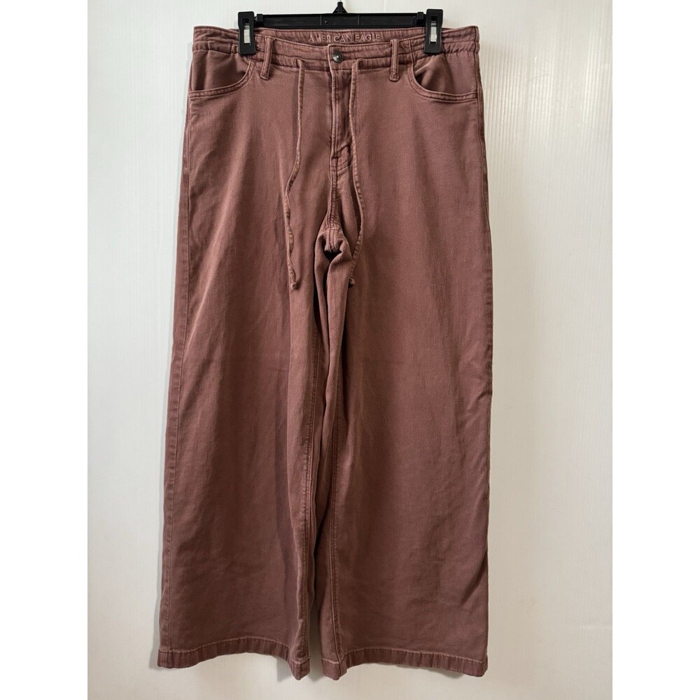 American Eagle Ultra Wide Leg Pants Sz 10Long Terracotta Boho Low Rise Stretch